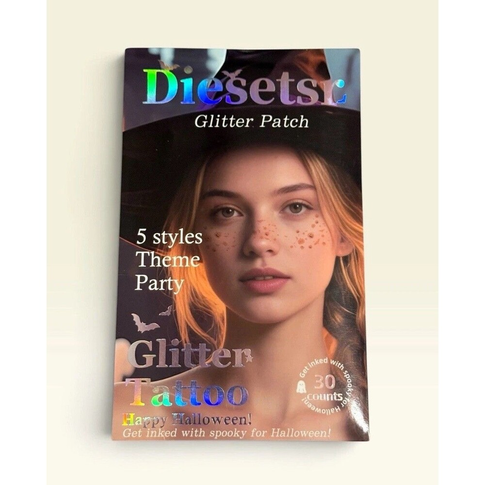 Diesetsr Halloween Glitter Freckle Tattoo Patches 30ct 5 Styles NEW